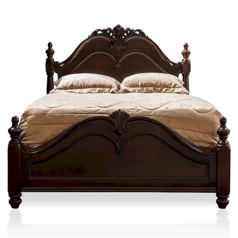 Ensemble de chambre à coucher 2 pièces à baldaquin Diva en bois massif de cerisier de Furniture of America