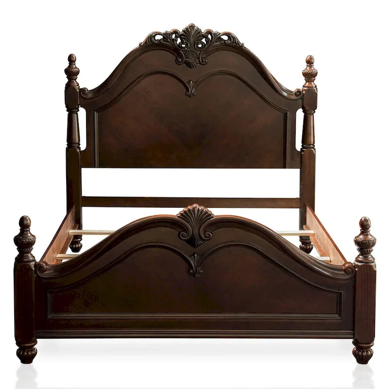 Ensemble de chambre à coucher 2 pièces à baldaquin Diva en bois massif de cerisier de Furniture of America