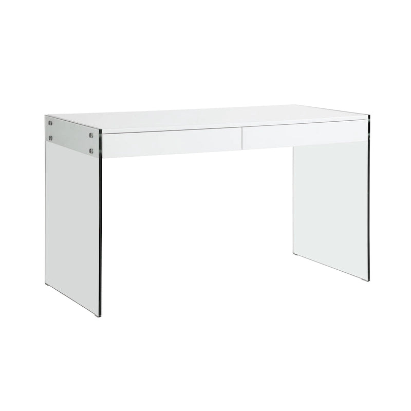 Bureau Somette contemporain blanc brillant et verre