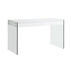 Bureau Somette contemporain blanc brillant et verre