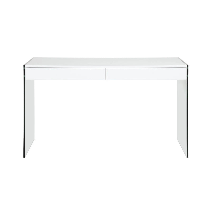 Bureau Somette contemporain blanc brillant et verre