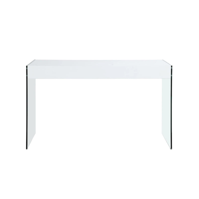Bureau Somette contemporain blanc brillant et verre