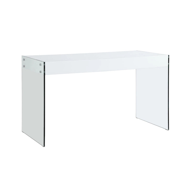 Bureau Somette contemporain blanc brillant et verre