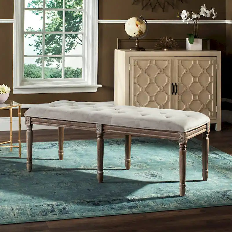 Banc en bois capitonné style brasserie Lynnette - 47,3 x 17,5 x 19 - 47Lx18Px19H