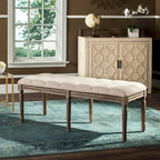  Lynnette French Brasserie Tufted Wood Bench - 47.3 x 17.5 x 19 - 47Wx18Dx19H
