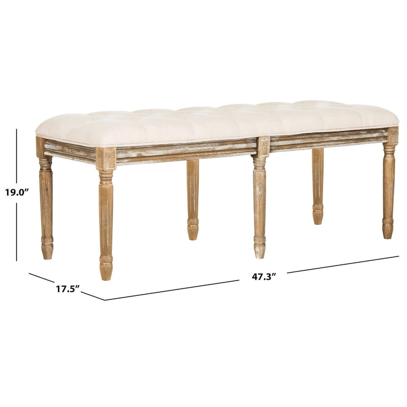 Banc en bois capitonné style brasserie Lynnette - 47,3 x 17,5 x 19 - 47Lx18Px19H
