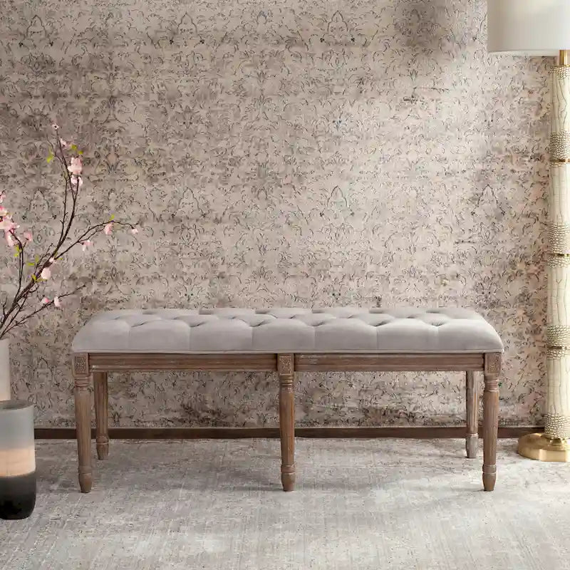 Banc en bois capitonné style brasserie Lynnette - 47,3 x 17,5 x 19 - 47Lx18Px19H