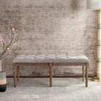Banc en bois capitonné style brasserie Lynnette - 47,3 x 17,5 x 19 - 47Lx18Px19H