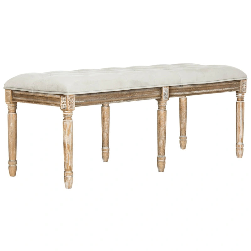 Banc en bois capitonné style brasserie Lynnette - 47,3 x 17,5 x 19 - 47Lx18Px19H
