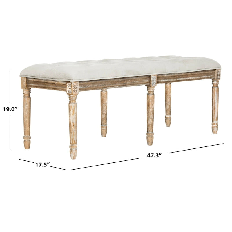 Banc en bois capitonné style brasserie Lynnette - 47,3 x 17,5 x 19 - 47Lx18Px19H
