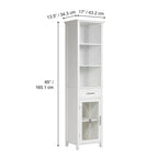Home Delaney Tour de rangement autoportante en lin avec étagères ouvertes, tiroir, armoire - 13,5L x 17l x 65H