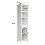 Home Delaney Tour de rangement autoportante en lin avec étagères ouvertes, tiroir, armoire - 13,5L x 17l x 65H