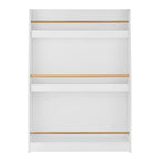 Danya B Steiner White 3-Tier Kids Book or Magazine Storage Freestanding Bookcase with Contrasting Wood-Toned Rods