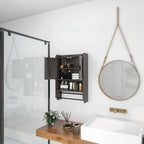 Meuble Haut de Salle de Bain avec Étagère Réglable, Barre Porte-Serviettes et Porte-Rouleau de Papier