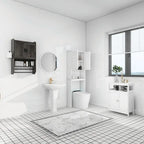 Meuble Haut de Salle de Bain avec Étagère Réglable, Barre Porte-Serviettes et Porte-Rouleau de Papier