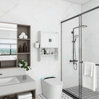 Meuble Haut de Salle de Bain avec Étagère Réglable, Barre Porte-Serviettes et Porte-Rouleau de Papier