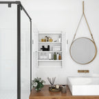 Meuble Haut de Salle de Bain avec Étagère Réglable, Barre Porte-Serviettes et Porte-Rouleau de Papier