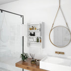 Meuble Haut de Salle de Bain avec Étagère Réglable, Barre Porte-Serviettes et Porte-Rouleau de Papier