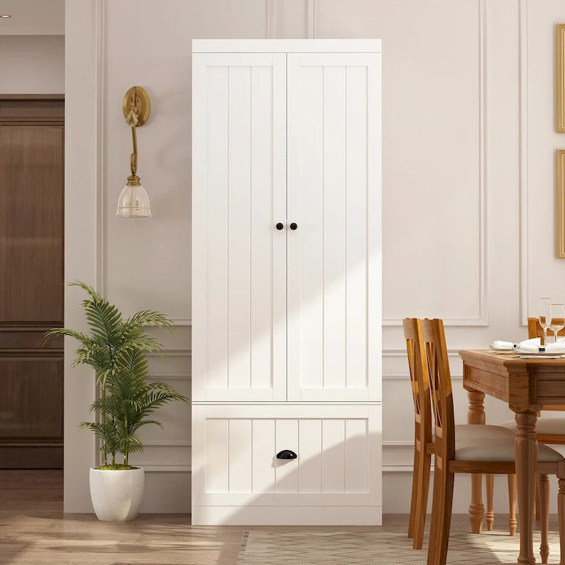 Meuble d'entrée multifonctionnel : Banc de rangement, étagère, porte-manteau et penderie.