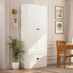 Meuble d'entrée multifonctionnel : Banc de rangement, étagère, porte-manteau et penderie.