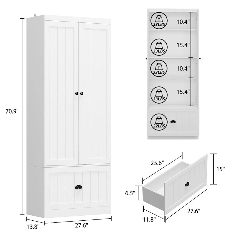 Meuble d'entrée multifonctionnel : Banc de rangement, étagère, porte-manteau et penderie.