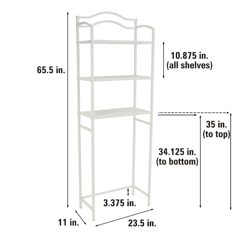 Étagère de rangement de salle de bain 3 niveaux en métal pour toilettes Household Essentials - 11,6L x 23,5l x 65,5H