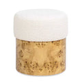 Jennifer Taylor Home Nebula Round Burl Wood Upholstered Ottoman