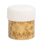 Jennifer Taylor Home Nebula Round Burl Wood Upholstered Ottoman