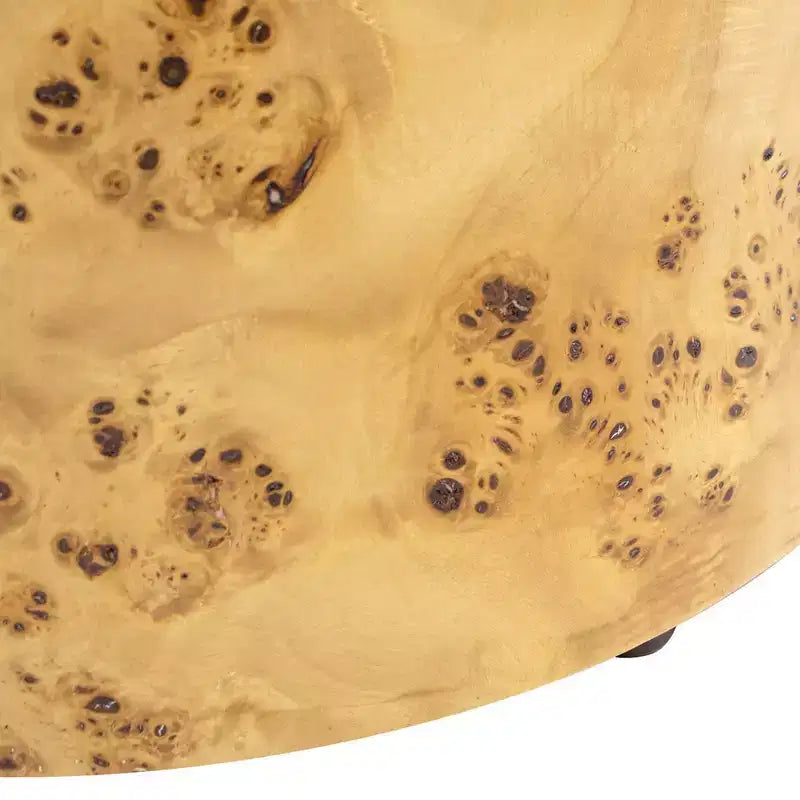 Jennifer Taylor Home Ottoman rond rembourré Nebula en loupe de bois