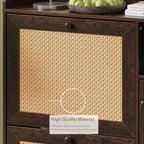 Meuble à chaussures autoportant en rotin couleur bois naturel avec 3 tiroirs basculants, Organisateur autoportant avec étagères réglables pour entrée, couloir