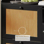 Meuble à chaussures autoportant en rotin couleur bois naturel avec 3 tiroirs basculants, Organisateur autoportant avec étagères réglables pour entrée, couloir