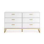 Commode 6 tiroirs Ashley Socalle Signature Design, Blanc avec ferrures dorées, Style chic moderne