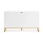 Commode 6 tiroirs Ashley Socalle Signature Design, Blanc avec ferrures dorées, Style chic moderne