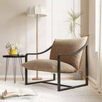 Whizmax Mid-Century Modern Sling Accent Chair, Fabric Living Room Chairs with Heavy Duty Metal Frame, Lounge Reading Armchair for Living Room Bedroom