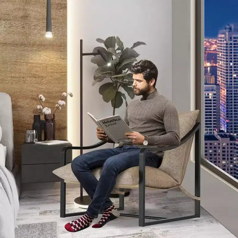 Whizmax Fauteuil d'appoint inclinable moderne du milieu du siècle, chaises de salon en tissu avec cadre en métal robuste, fauteuil de lecture pour salon chambre à coucher