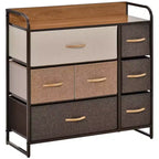 HOMCOM Commode 7 Tiroirs, Tiroirs en Tissu, Organisateur de Rangement 3 Niveaux pour Chambre à Coucher, Unité de Tour avec Cadre en Acier et Plateau en Bois, Bois d'Érable