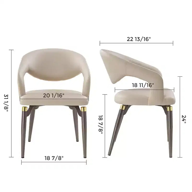 Lot de 2 chaises de salle à manger au design moderne et unique, beiges, 20.06P x 17.93L x 33.06H