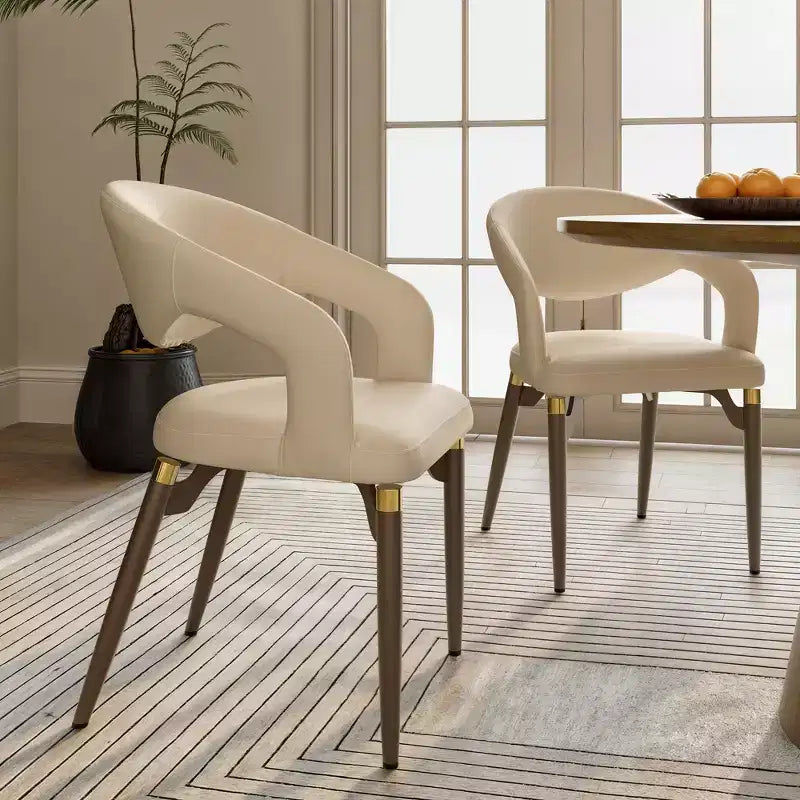 Lot de 2 chaises de salle à manger au design moderne et unique, beiges, 20.06P x 17.93L x 33.06H