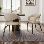 Lot de 2 chaises de salle à manger au design moderne et unique, beiges, 20.06P x 17.93L x 33.06H