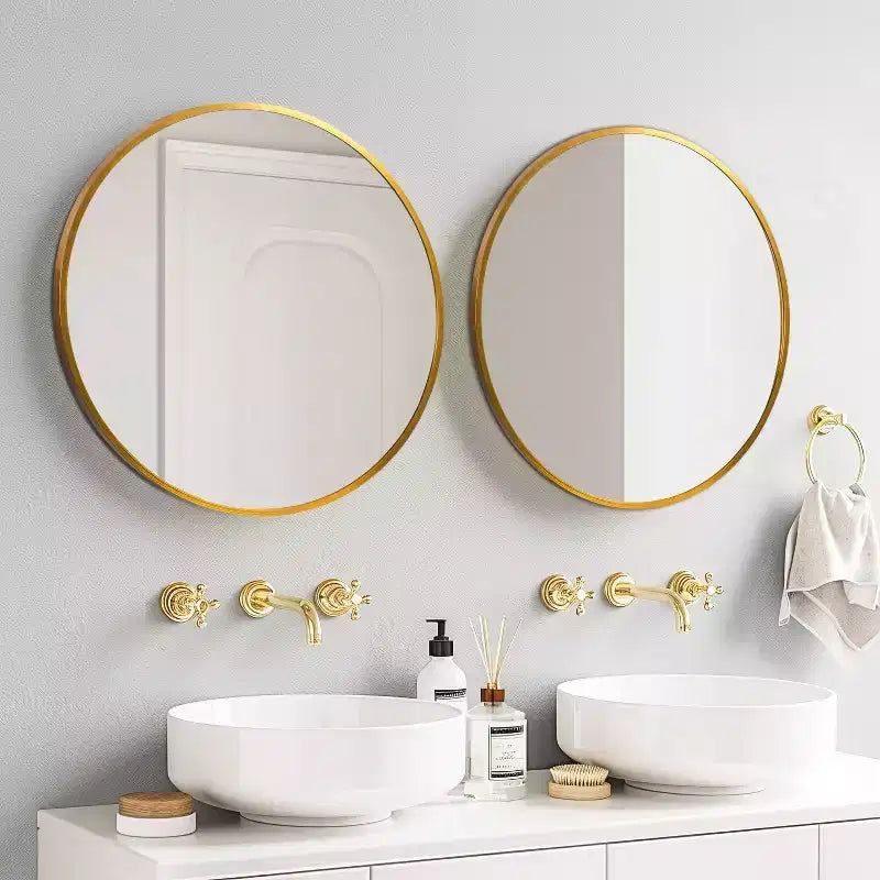 Dovelina Round Aluminum Framed Bathroom Vanity Mirror Hanging MirrorSet of 2)