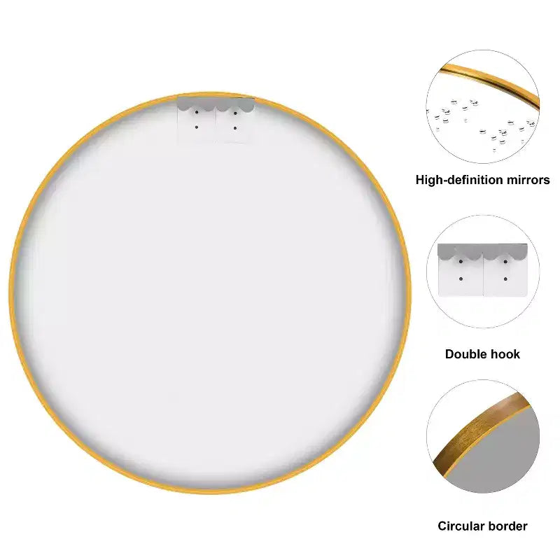 Miroir de courtoisie de salle de bain rond Dovelina à cadre en aluminium (lot de 2)
