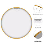 Miroir de courtoisie de salle de bain rond Dovelina à cadre en aluminium (lot de 2)