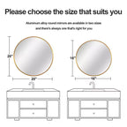 Miroir de courtoisie de salle de bain rond Dovelina à cadre en aluminium (lot de 2)