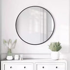 Miroir de courtoisie de salle de bain rond Dovelina à cadre en aluminium (lot de 2)