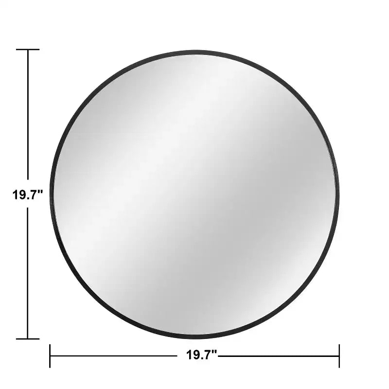 Miroir de courtoisie de salle de bain rond Dovelina à cadre en aluminium (lot de 2)