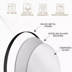 Miroir de courtoisie de salle de bain rond Dovelina à cadre en aluminium (lot de 2)