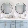 Miroir de courtoisie de salle de bain rond Dovelina à cadre en aluminium (lot de 2)