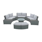 Ensemble de canapé d'extérieur semi-circulaire en rotin 10 pièces TOPMAX