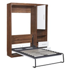 Lit mural escamotable double avec armoire, blanc