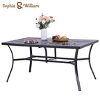 Ensemble de 7 pièces de salle à manger en rotin PE, fauteuils de conversation modernes en osier avec coussins et trou pour parasol de 2,6 po
